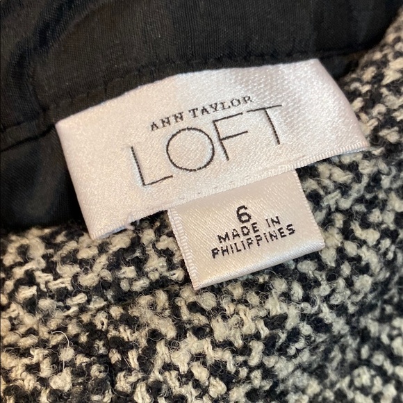 LOFT Tweed Gray/Cream and Black Midi Pencil Skirt with Pleats - Picture 2 of 6